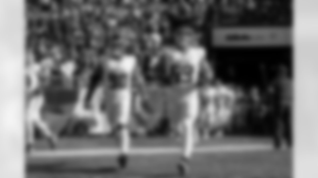 Atlanta Falcons defensive lineman David Onyemata #90 and Atlanta Falcons guard Chris Lindstrom #63 before the Week 9 Game against the New England Patriots at Gillette Stadium in Foxborough, Mass. on Sunday, November 2, 2025. (Photo by Taylor McLaughlin/Atlanta Falcons)