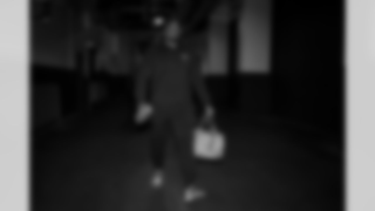 Atlanta Falcons offensive lineman Kyle Hinton #68 arrives before the Week 12 Game against the New Orleans Saints at Caesars Superdome in New Orleans, Louisiana on Sunday, November 23, 2025. (Photo by Jay Bendlin/Atlanta Falcons)