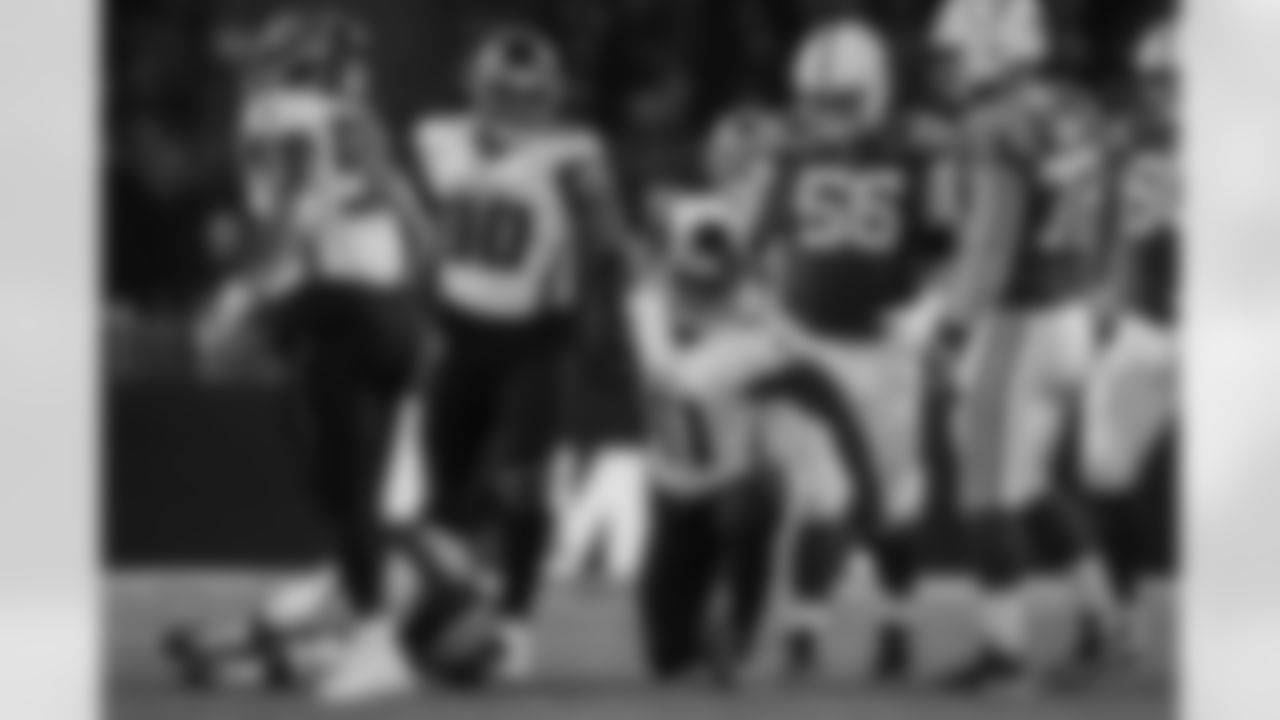 Atlanta Falcons edge rusher Jalon Walker #11 reacts after a sack during the third quarter of the Week 10 Game against the Indianapolis Colts at Olympic Stadium in Berlin, Germany on Sunday, November 9, 2025. (Photo by Taylor McLaughlin/Atlanta Falcons)