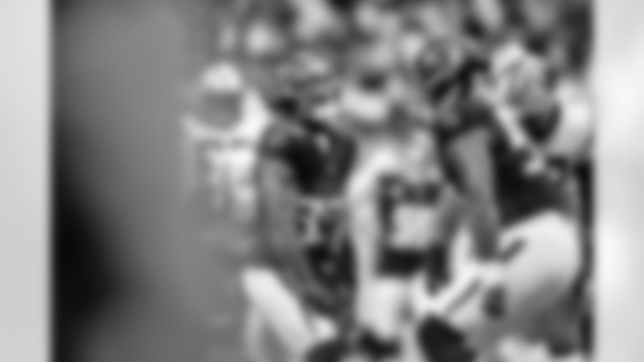 Atlanta Falcons defensive back Billy Bowman Jr. #33 makes a sack during the Week 11 Game against the Carolina Panthers at Mercedes-Benz Stadium in Atlanta, Georgia on Sunday, November 16, 2025. (Photo by AJ Reynolds/Atlanta Falcons)