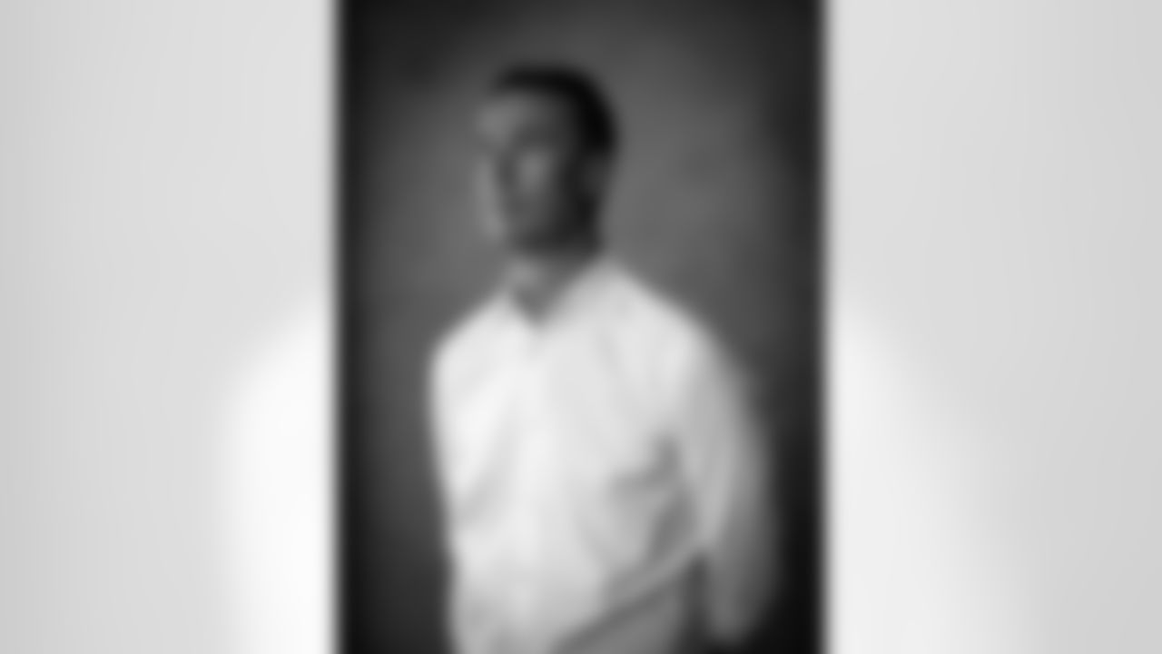 Matt Ryan poses for portraits for his retirement announcement inside the Atlanta Falcons headquarters in Flowery Branch, Georgia, on Monday, April 8, 2024. (Photo by Brandon Magnus/Atlanta Falcons)