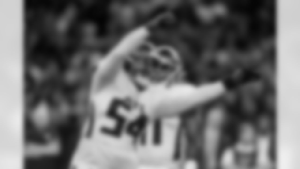 Atlanta Falcons defensive tackle Brandon Dorlus #54 reacts during the Week 12 Game against the New Orleans Saints at Caesars Superdome in New Orleans, Louisiana on Sunday, November 23, 2025. (Photo by Taylor McLaughlin/Atlanta Falcons)