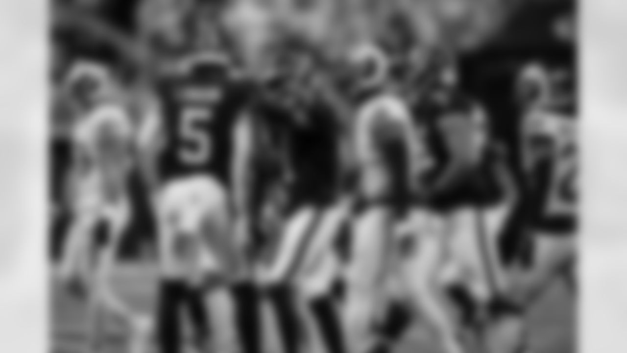 Atlanta Falcons wide receiver Darnell Mooney #1 reacts during the Week 17 Game against the Los Angeles Rams at Mercedes-Benz Stadium in Atlanta, Georgia on Monday, December 29, 2025. (Photo by Taylor McLaughlin/Atlanta Falcons)