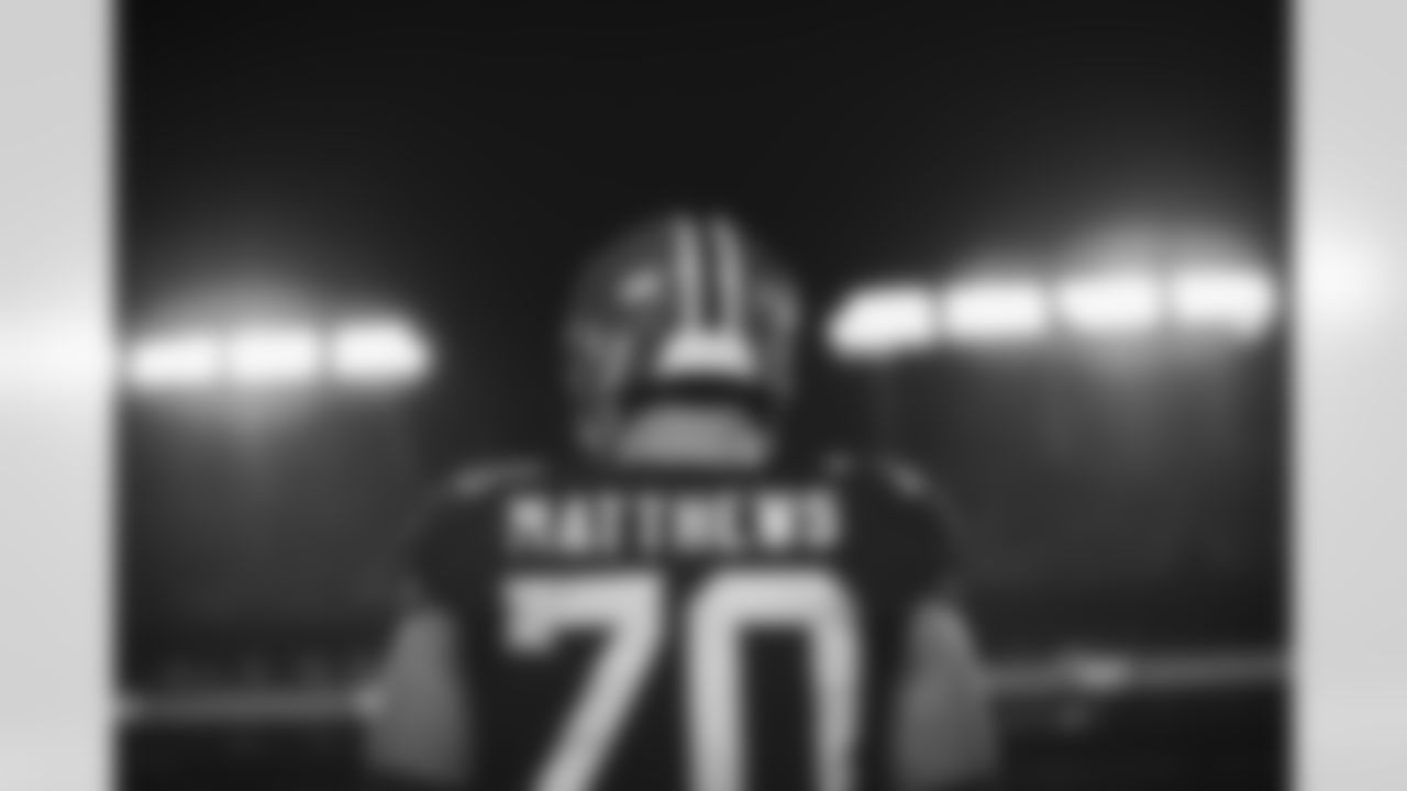 Atlanta Falcons tackle Jake Matthews #70 during the Week 15 Game against the Tampa Bay Buccaneers at Raymond James Stadium in Tampa, Florida on Thursday, December 11, 2025. (Photo by Brandon Magnus/Atlanta Falcons)