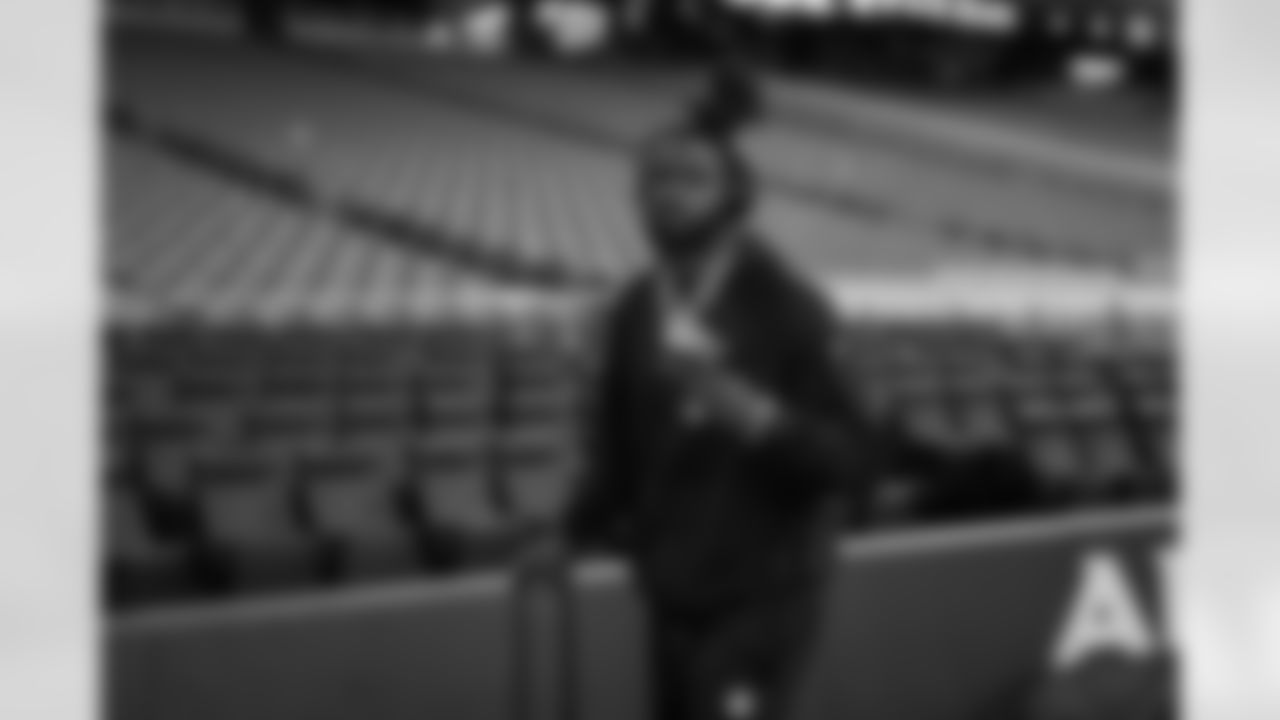 XXXXX arrives prior to the Week 16 Game against the Arizona Cardinals at State Farm Stadium in Glendale, Arizona on Sunday, December 21, 2025. (Photo by Jay Bendlin/Atlanta Falcons)