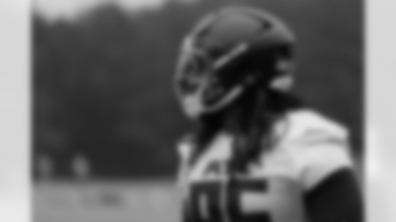 Atlanta Falcons defensive lineman Ta'Quon Graham #95 during a Phase three practice at Atlanta Falcons Training Facility in Flowery Branch, Georgia, on Tuesday, May 27, 2025. (Photo by Jay Bendlin/Atlanta Falcons)