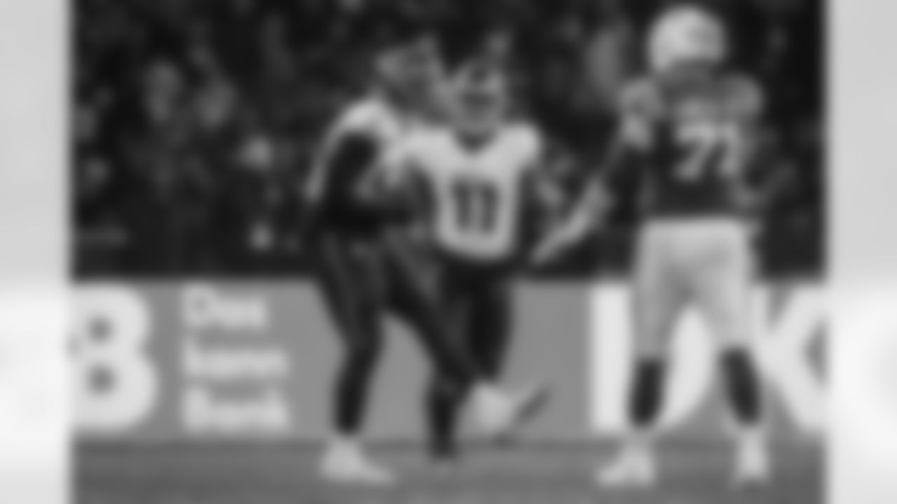 Atlanta Falcons defensive tackle Brandon Dorlus #54 reacts during the fourth quarter of the Week 10 Game against the Indianapolis Colts at Olympic Stadium in Berlin, Germany on Sunday, November 9, 2025. (Photo by Taylor McLaughlin/Atlanta Falcons)