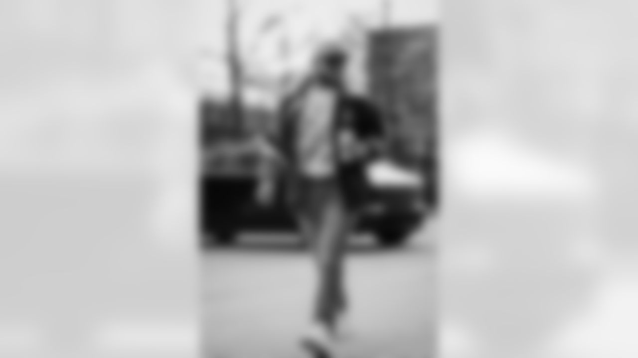 Atlanta Falcons long snapper Liam McCullough #49 arrives before the Week 17 Game against the Los Angeles Rams at Mercedes-Benz Stadium in Atlanta, Georgia on Monday, December 29, 2025. (Photo by Jay Bendlin/Atlanta Falcons)