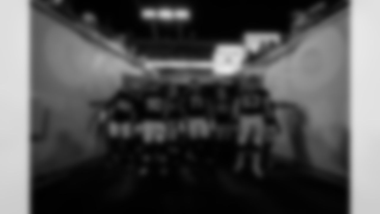 Atlanta Falcons players take the field during the Week 15 Game against the Tampa Bay Buccaneers at Raymond James Stadium in Tampa, Florida on Thursday, December 11, 2025. (Photo by Taylor McLaughlin/Atlanta Falcons)