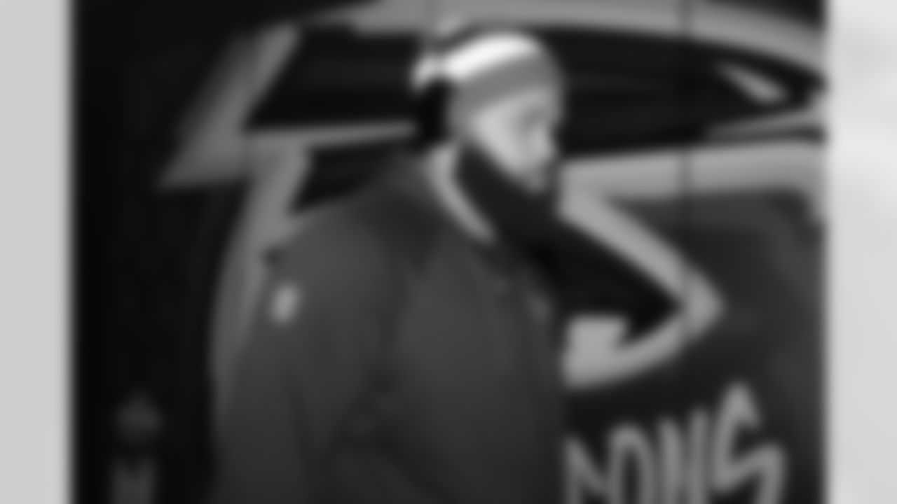 Atlanta Falcons defensive lineman LaCale London #94 arrives prior to the Week 10 Game against the Indianapolis Colts at Olympic Stadium in Berlin, Germany on Sunday, November 9, 2025. (Photo by Taylor McLaughlin/Atlanta Falcons)