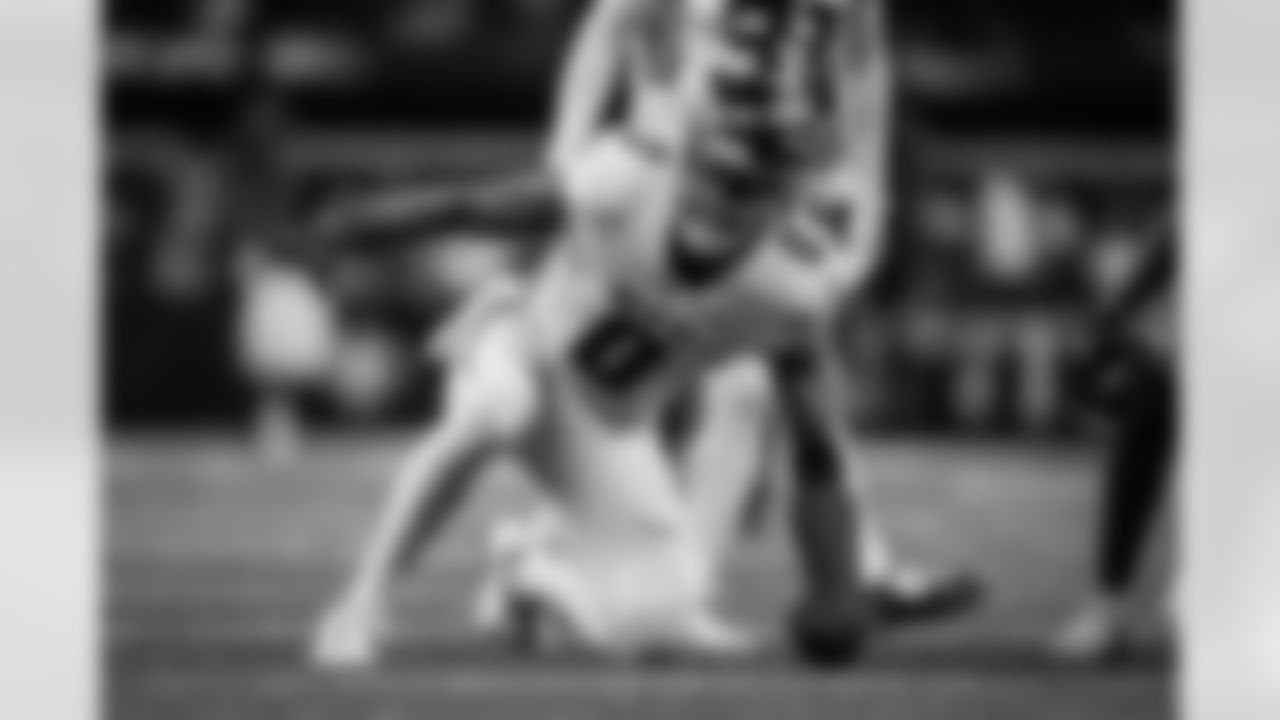 Atlanta Falcons outside linebacker Divine Deablo #0 reacts after a tackle during the Week 12 Game against the New Orleans Saints at Caesars Superdome in New Orleans, Louisiana on Sunday, November 23, 2025. (Photo by Taylor McLaughlin/Atlanta Falcons)