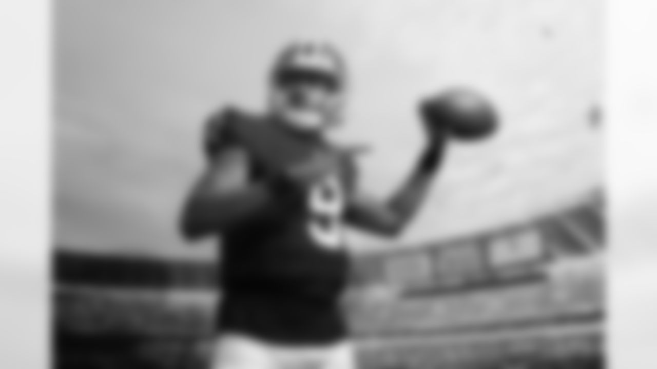 Atlanta Falcons quarterback Michael Penix Jr. #9 poses for a portrait at the Atlanta Falcons Training Facility in Flowery Branch, Ga. on Friday, May 6, 2025. (Shanna Lockwood/Atlanta Falcons)