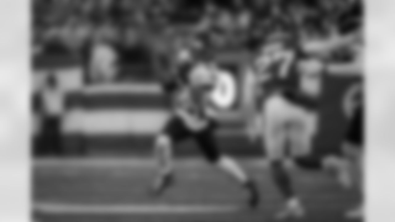 Atlanta Falcons wide receiver Devan Thompkins #83 runs with the ball during the Week 13 Game against the New York Jets at Metlife Stadium in East Rutherford, New Jersey on Sunday, November 30, 2025. (Photo by Jay Bendlin/Atlanta Falcons)