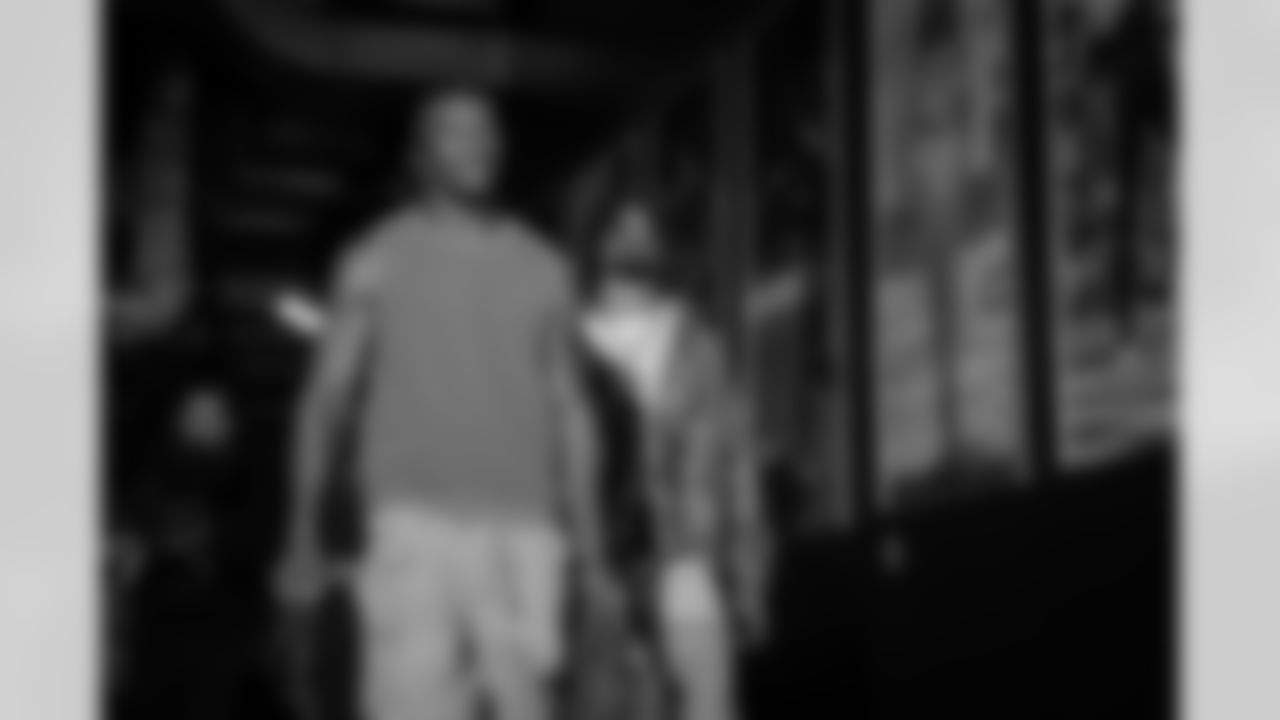 Atlanta Falcons running back Bijan Robinson #7 and Atlanta Falcons cornerback A.J. Terrell #24 arrive before the Week 9 Game against the New England Patriots at Gillette Stadium in Foxborough, Massachusetts on Sunday, November 2, 2025. (Photo by Jay Bendlin/Atlanta Falcons)