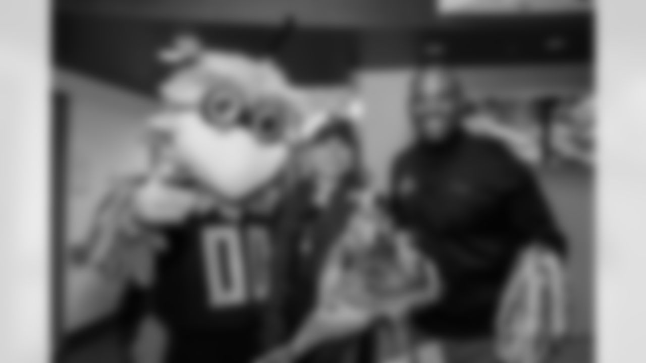 Scenes from Freddie the Falcon visiting Scottish Rite and Egleston Children's Hospitals in Atlanta, Ga. on Wednesday, May 15, 2024. (Steven Burroughs/Atlanta Falcons)