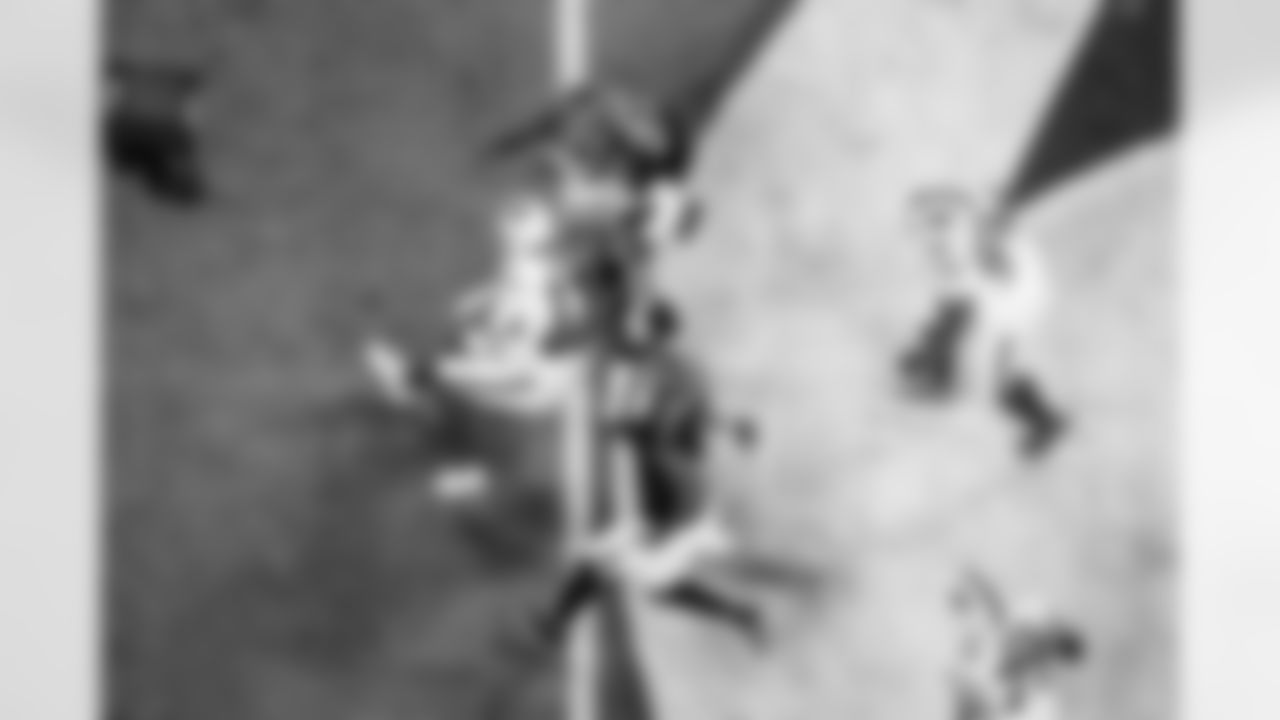 Atlanta Falcons cornerback Dee Alford #20 Atlanta Falcons edge rusher James Pearce Jr. #27 and Atlanta Falcons outside linebacker Divine Deablo #0 make a tackle during the Week 6 Game against the Buffalo Bills at Mercedes-Benz Stadium in Atlanta, Georgia on Monday, October 13, 2025. (Photo by Kevin Liles/Atlanta Falcons)