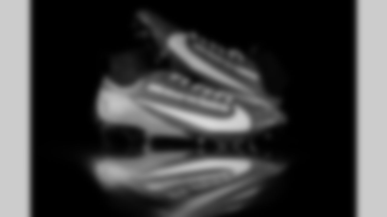 Photos of Atlanta Falcons running back Carlos Washington Jr. #26's cleats for My Cause My Cleats at the Atlanta Falcons Training Facility in Flowery Branch, Ga. on Thursday, November 20, 2025. (Photo by Taylor McLaughlin/Atlanta Falcons)