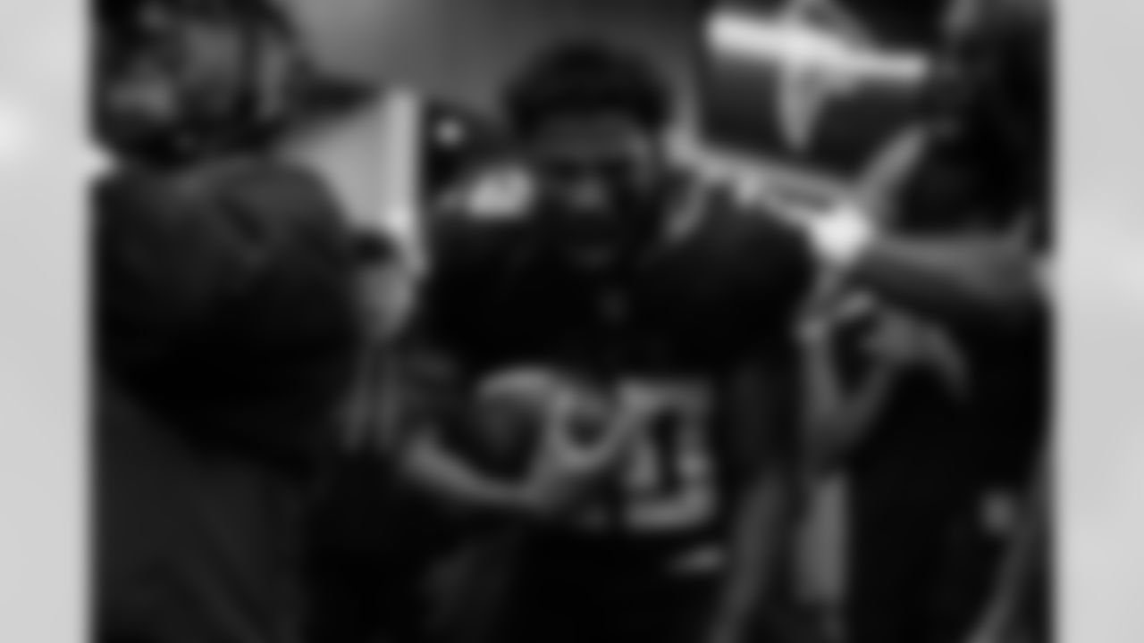 Atlanta Falcons cornerback Dee Alford #20 in the locker room after the Week 18 Game against the New Orleans Saints at Mercedes-Benz Stadium in Atlanta, Georgia on Sunday, January 4, 2026. (Photo by Jay Bendlin/Atlanta Falcons)