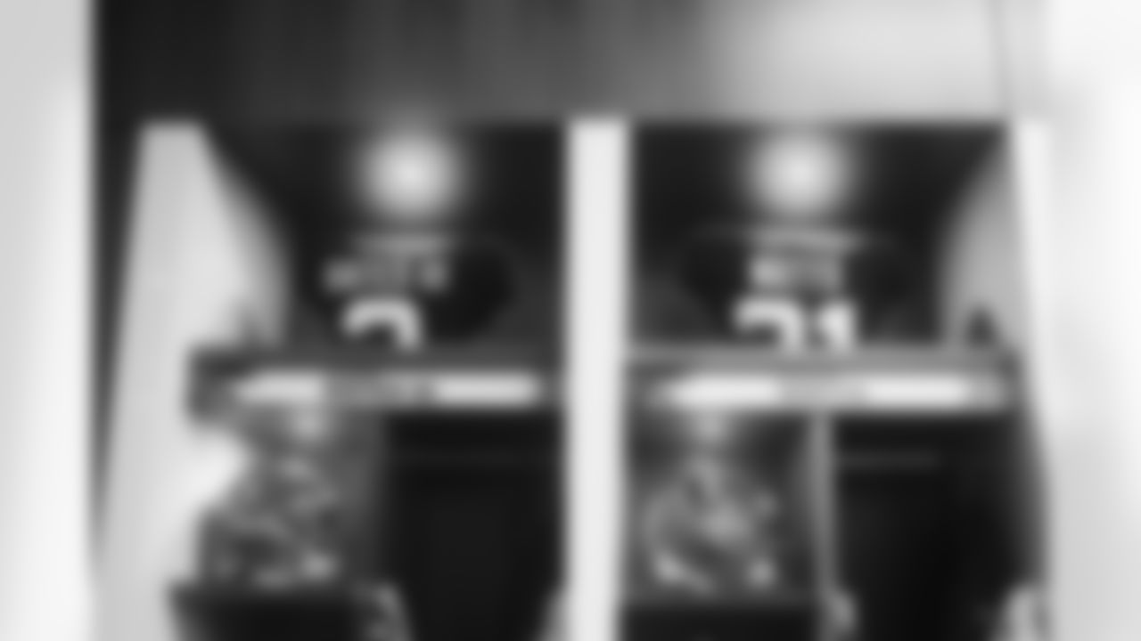 A general view of the locker room during the Week 6 Game against the Buffalo Bills at Mercedes-Benz Stadium in Atlanta, Ga. on Monday, October 13, 2025. (Photo by Brandon Magnus/Atlanta Falcons)