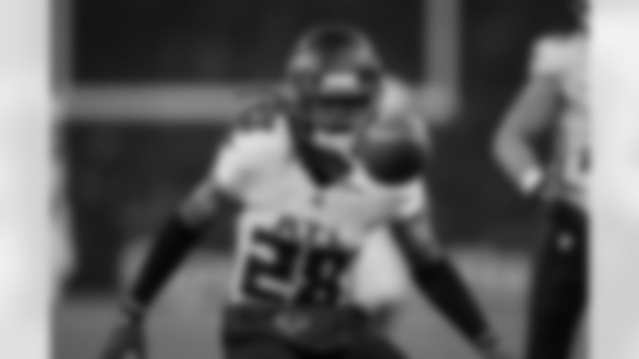 Atlanta Falcons cornerback Mike Ford Jr. #28 covers a punt during the first quarter of the Week 10 Game against the Indianapolis Colts at Olympic Stadium in Berlin, Germany on Sunday, November 9, 2025. (Photo by Taylor McLaughlin/Atlanta Falcons)