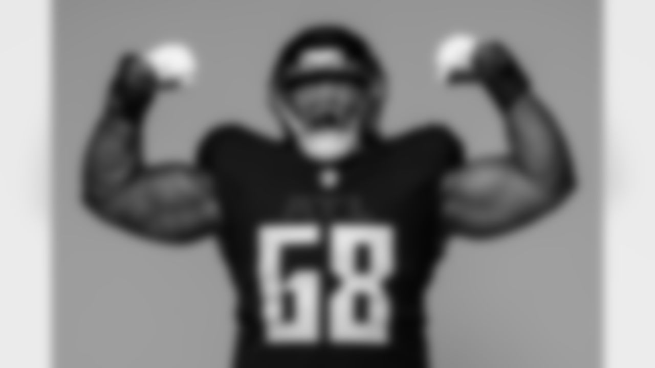 Atlanta Falcons offensive lineman Kyle Hinton #68 poses for a photo during 2025 Creative Days at the Atlanta Falcons Training Facility in Flowery Branch, Ga. On Wednesday, June 4, 2025. (Photo by Jay Bendlin/Atlanta Falcons)