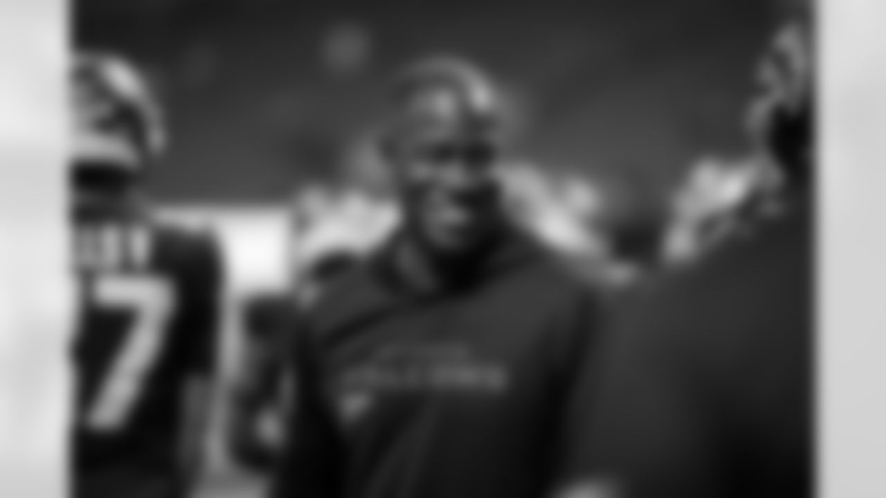 Atlanta Falcons head coach Raheem Morris before the Preseason Game against the Detroit Lions at Mercedes-Benz Stadium in Atlanta, Georgia on Friday, August 8, 2025. (Photo by Taylor McLaughlin/Atlanta Falcons)