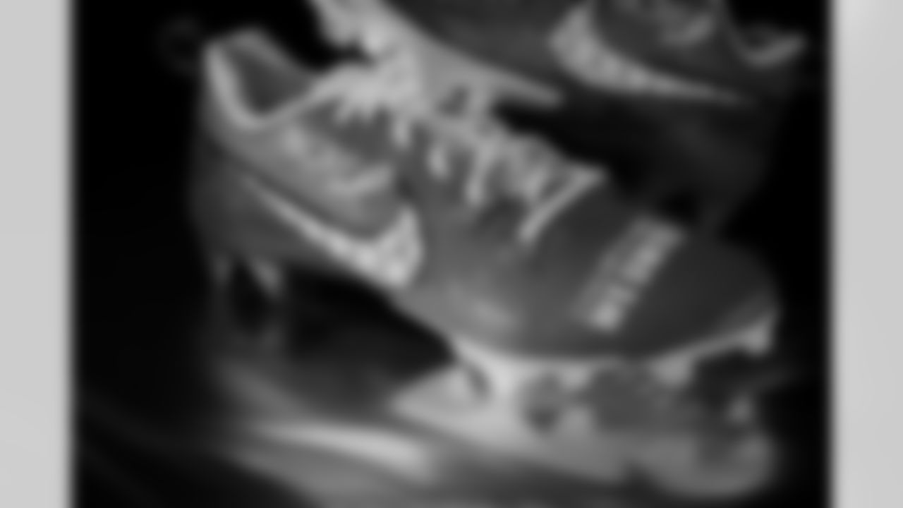 Photos of Atlanta Falcons kicker Lenny Krieg #46's cleats for My Cause My Cleats at the Atlanta Falcons Training Facility in Flowery Branch, Ga. on Thursday, November 20, 2025. (Photo by Taylor McLaughlin/Atlanta Falcons)