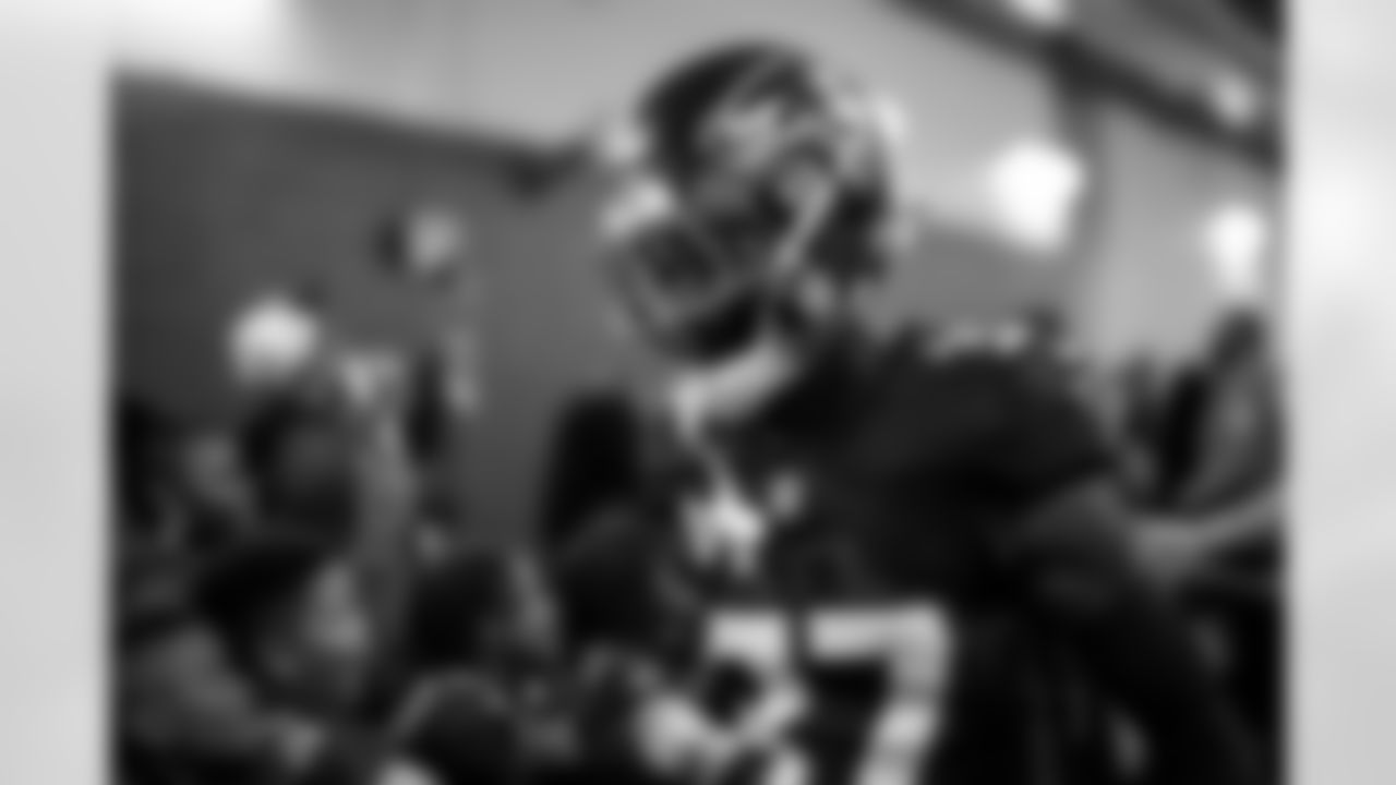 Atlanta Falcons cornerback Cobee Bryant #37 walks out of the locker room before the Week 11 Game against the Carolina Panthers at Mercedes-Benz Stadium in Atlanta, Georgia on Sunday, November 16, 2025. (Photo by Jay Bendlin/Atlanta Falcons)