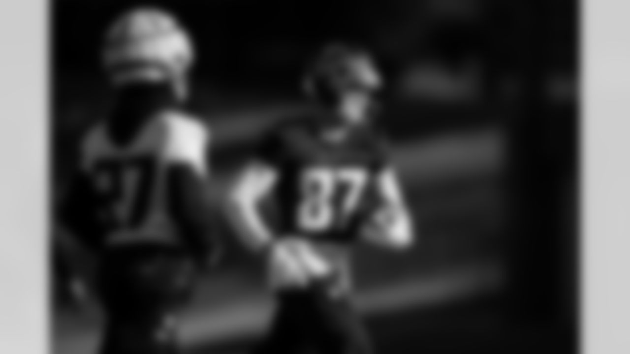 Atlanta Falcons wide receiver David Sills V #87 during practice at Atlanta Falcons Training Facility in Flowery Branch, Georgia, on Wednesday, December 3, 2025. (Photo by Jay Bendlin/Atlanta Falcons)