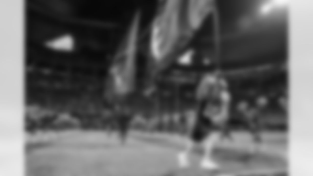 Players take the field during the Preseason Game against the Tennessee Titans at Mercedes-Benz Stadium in Atlanta, Georgia on Friday, August 15, 2025. (Photo by Steven Burroughs/Atlanta Falcons)