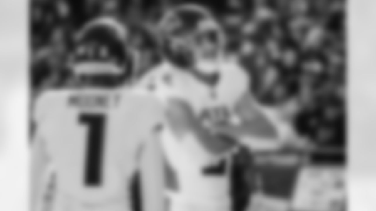 Atlanta Falcons wide receiver Drake London #5 after scoring a touchdown during the Week 9 Game against the New England Patriots at Gillette Stadium in Foxborough, Massachusetts on Sunday, November 2, 2025. (Photo by Jay Bendlin/Atlanta Falcons)