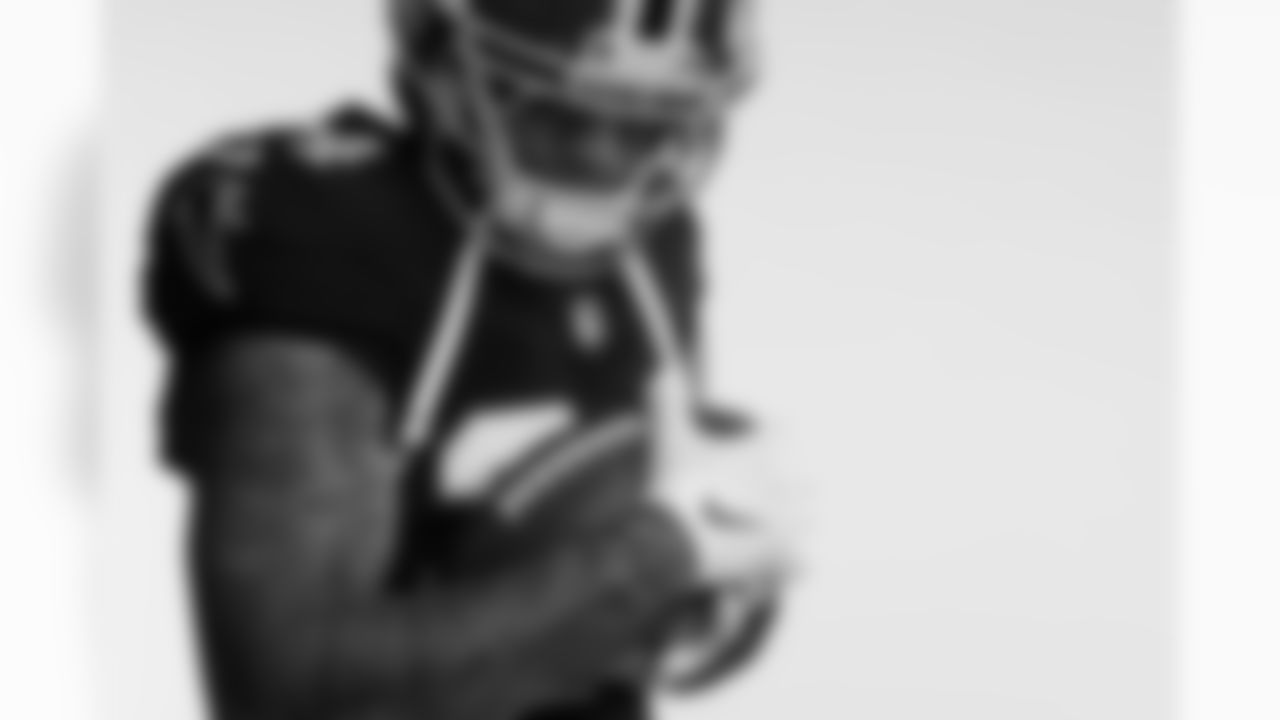 Atlanta Falcons cornerback A.J. Terrell #24 poses for a photo during Throwback Creative Days at the Atlanta Falcons Training Facility in Flowery Branch, Ga. on Wednesday, May 7, 2025. (Photo by Jay Bendlin/Atlanta Falcons)