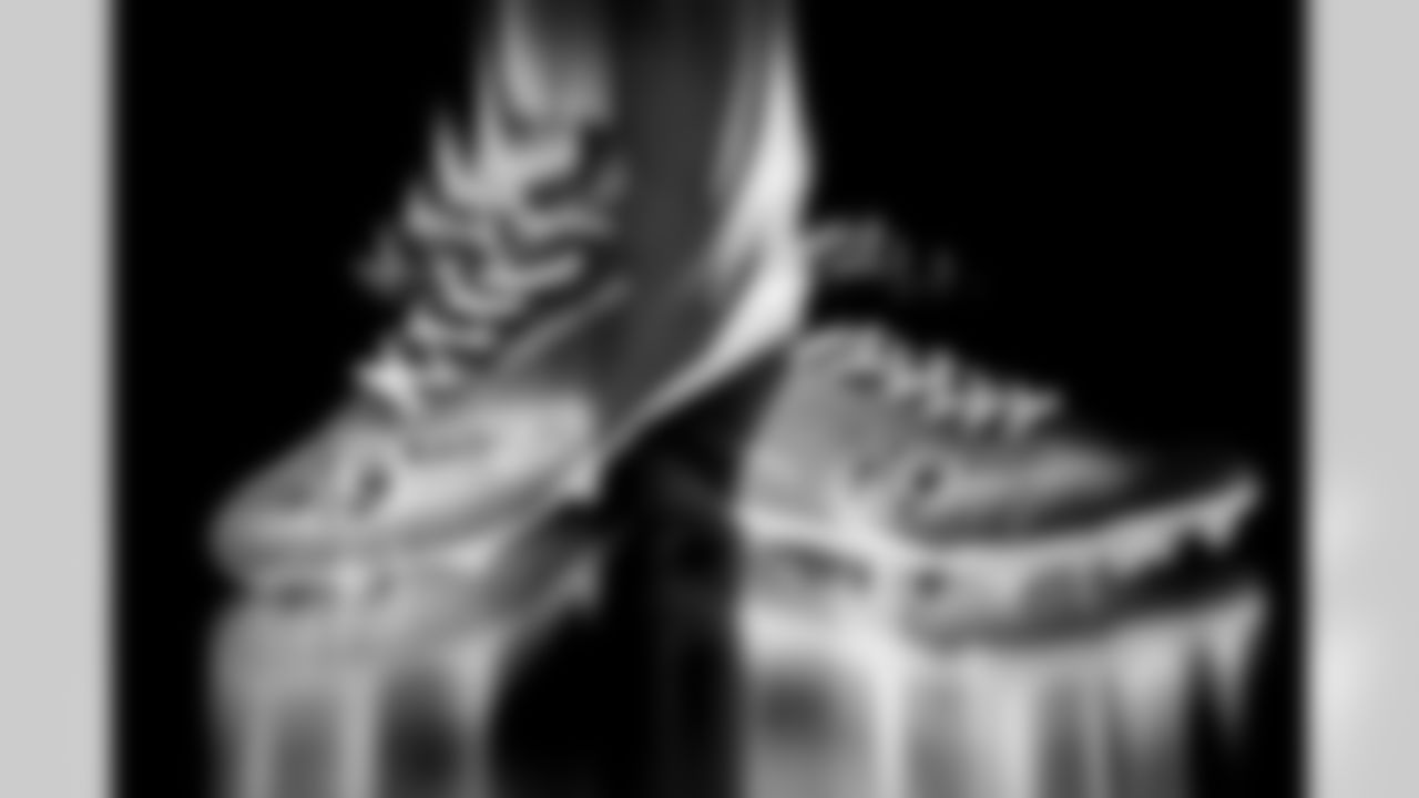 Photos of Atlanta Falcons safety Jordan Fuller #29's cleats for My Cause My Cleats at the Atlanta Falcons Training Facility in Flowery Branch, Ga. on Monday, November 17, 2025. (Photo by Taylor McLaughlin/Atlanta Falcons)