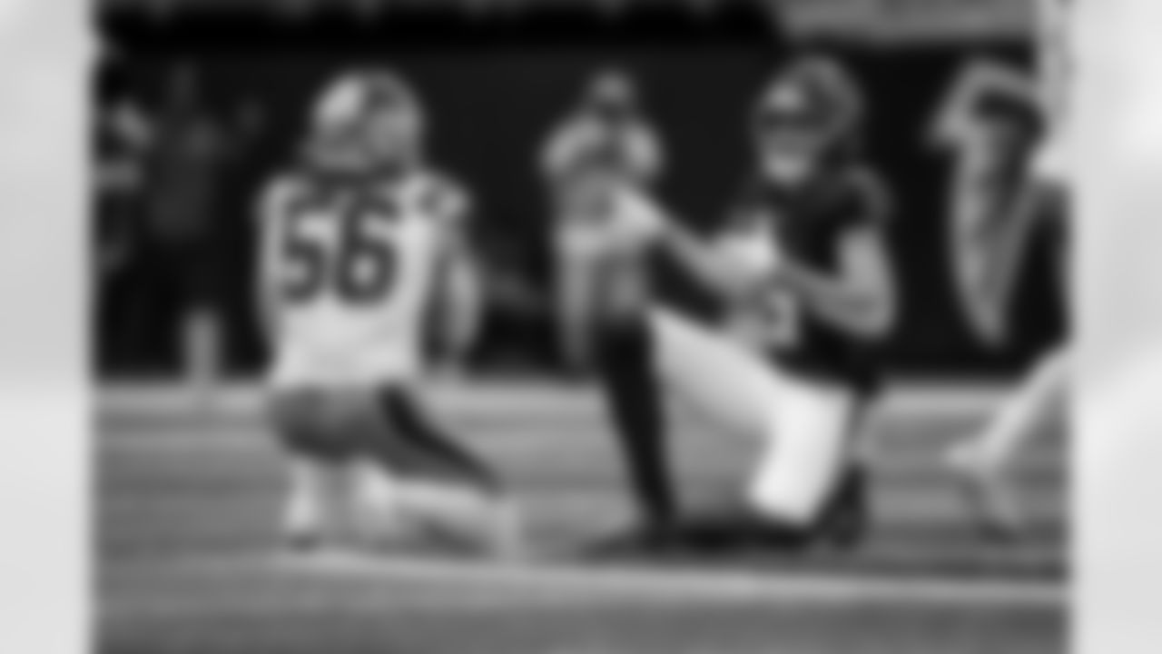 Atlanta Falcons wide receiver Drake London #5 reacts during the Week 11 Game against the Carolina Panthers at Mercedes-Benz Stadium in Atlanta, Georgia on Sunday, November 16, 2025. (Photo by Jay Bendlin/Atlanta Falcons)