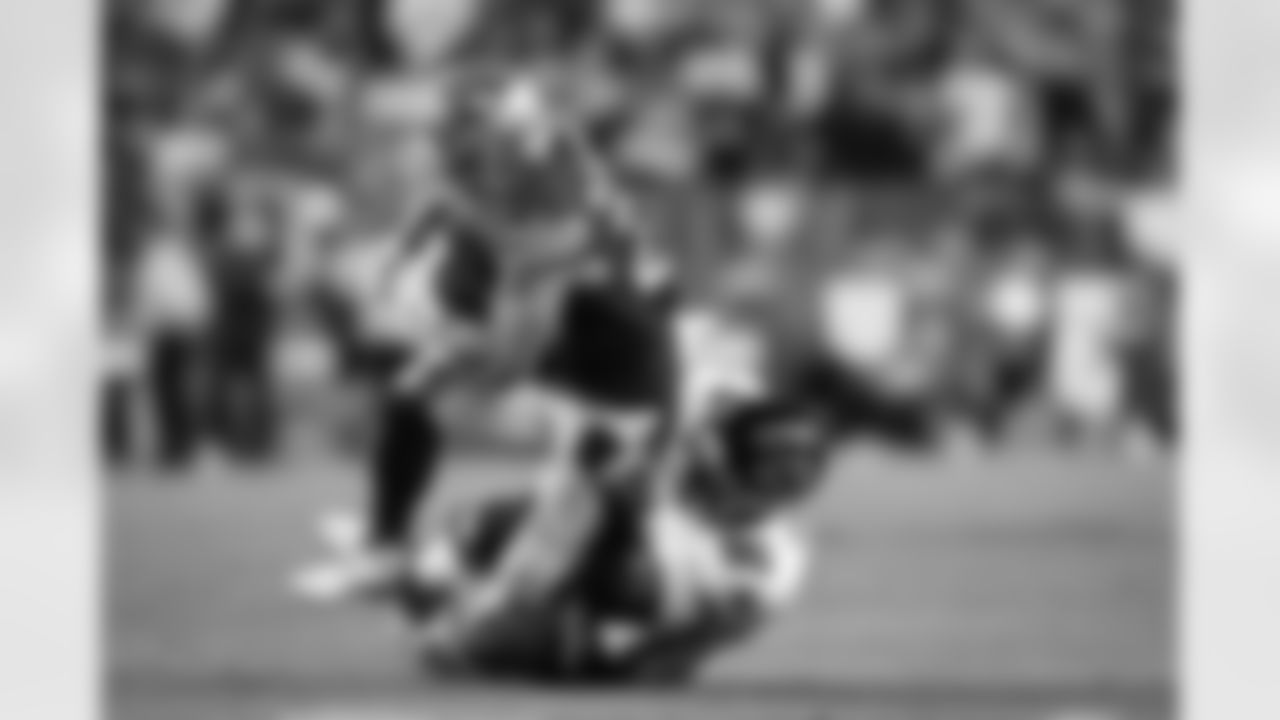 Atlanta Falcons defensive lineman Zach Harrison #96 makes a tackle during the Week 7 Game against the San Francisco 49ers at Levi's Stadium in Santa Clara, California on Sunday, October 19, 2025. (Photo by Donald Miralle/Atlanta Falcons)