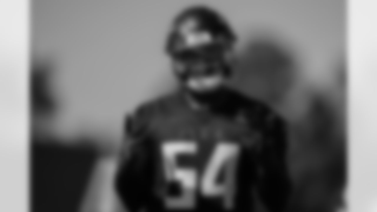 Atlanta Falcons defensive tackle Brandon Dorlus #54 during practice at AT&T Training Camp at Atlanta Falcons Training Facility in Flowery Branch, Georgia, on Sunday, July 27, 2025. (Photo by Taylor McLaughlin/Atlanta Falcons)