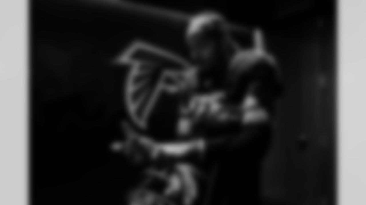 Atlanta Falcons cornerback Mike Ford Jr. #28 walks out of the locker room before the Week 8 Game against the Miami Dolphins at Mercedes-Benz Stadium in Atlanta, Georgia on Sunday, October 26, 2025. (Photo by Jay Bendlin/Atlanta Falcons)
