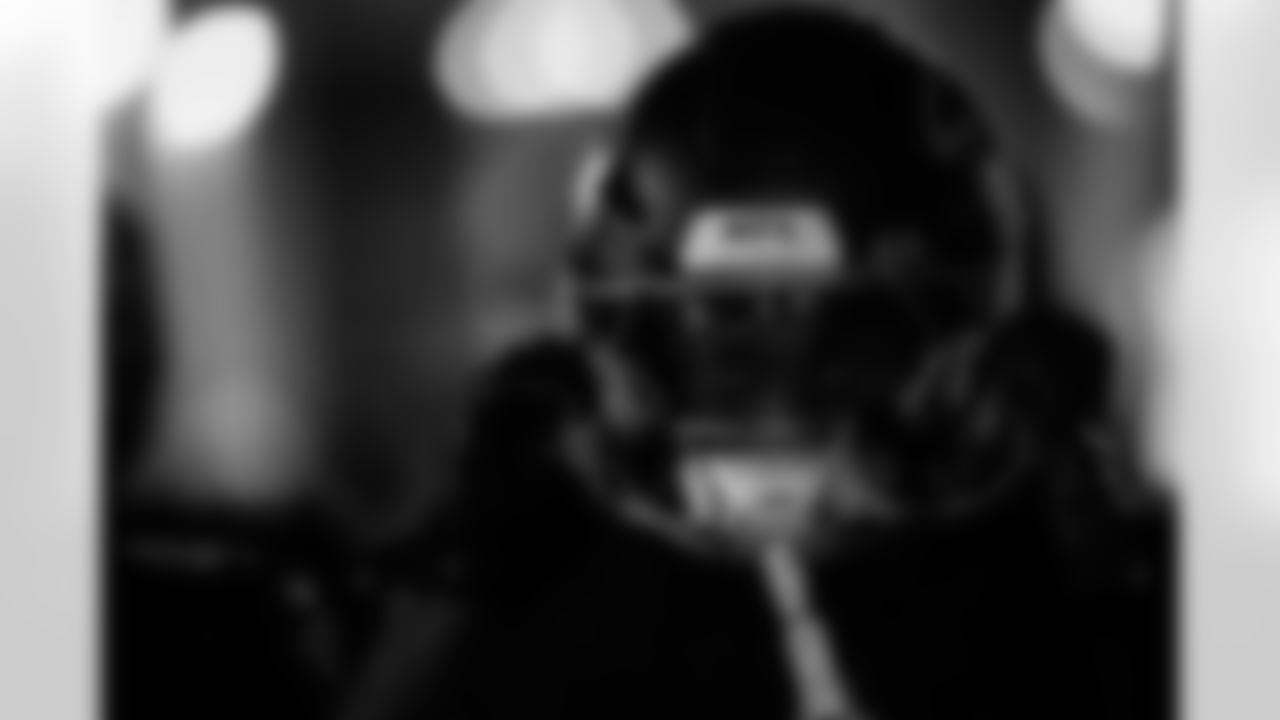 during the Week 14 Game against the Seattle Seahawks at Mercedes-Benz Stadium in Atlanta, Georgia on Sunday, December 7, 2025. (Photo by Ken Griffey Jr./Atlanta Falcons)