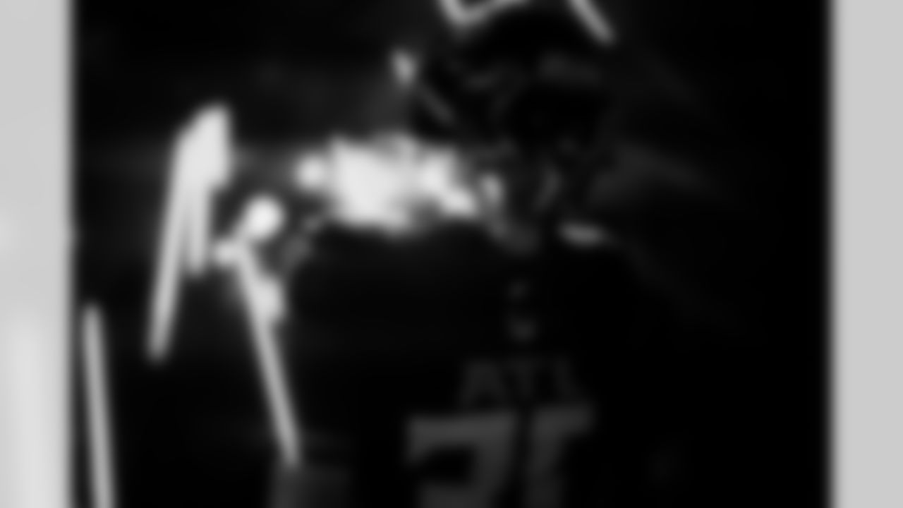 Atlanta Falcons inside linebacker Ronnie Harrison #36 in the tunnel before the Week 14 Game against the Seattle Seahawks at Mercedes-Benz Stadium in Atlanta, Georgia on Sunday, December 7, 2025. (Photo by Taylor McLaughlin/Atlanta Falcons)