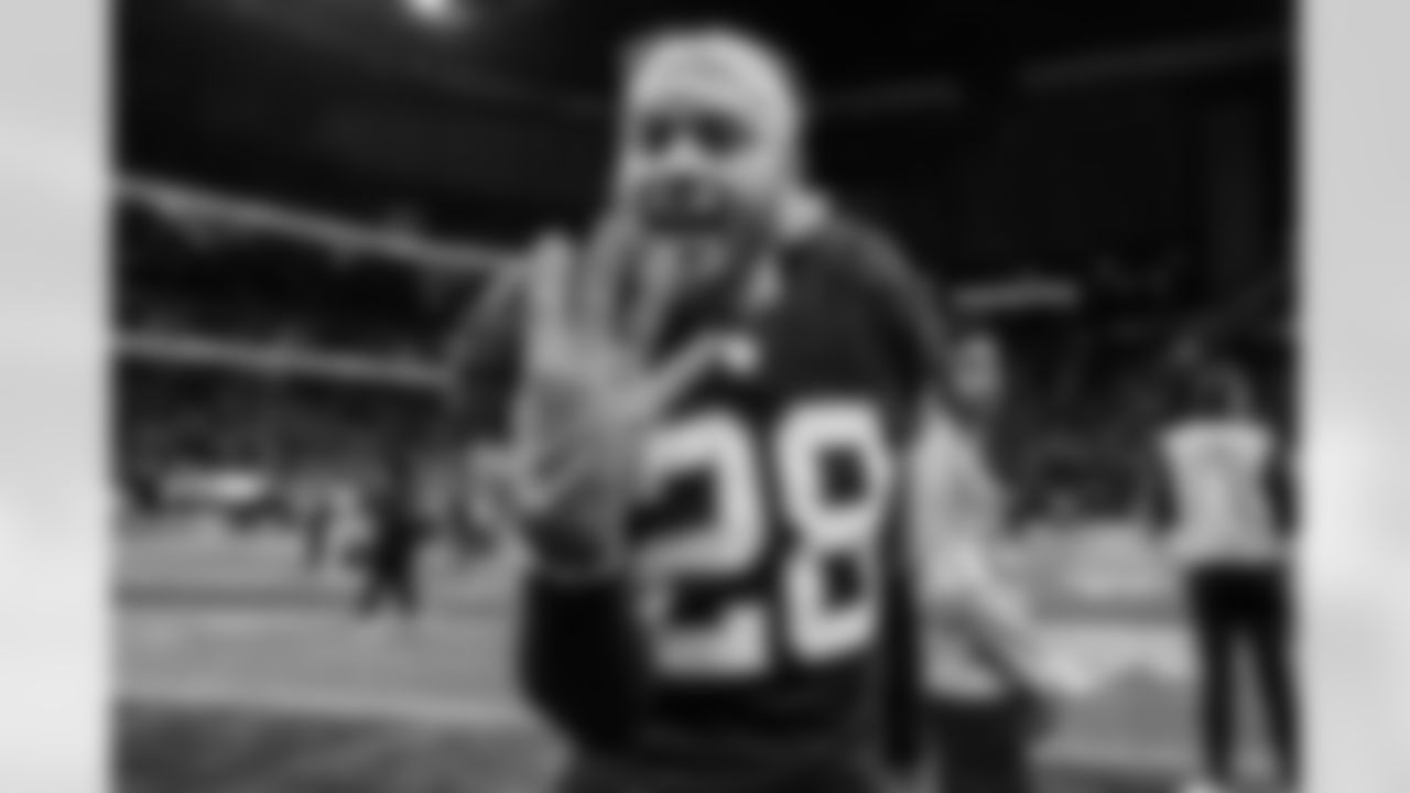 Atlanta Falcons cornerback Mike Ford Jr. #28 after the Week 17 Game against the Los Angeles Rams at Mercedes-Benz Stadium in Atlanta, Georgia on Monday, December 29, 2025. (Photo by Taylor McLaughlin/Atlanta Falcons)