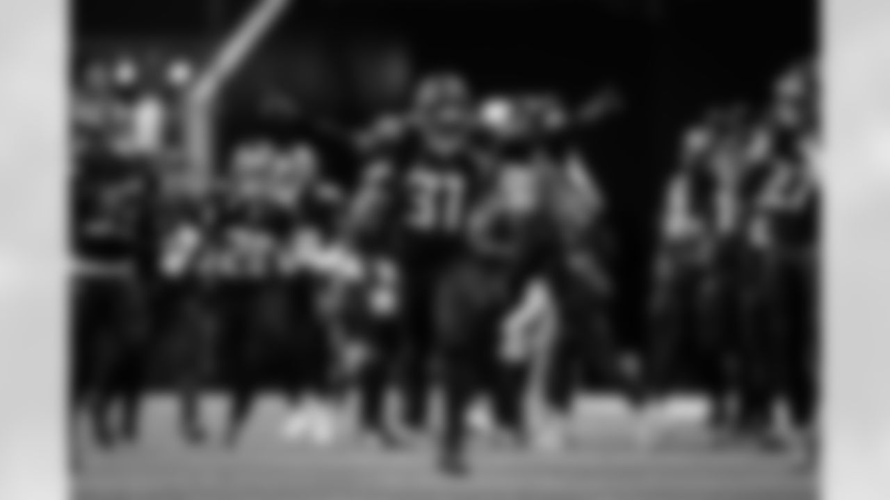 Atlanta Falcons safety Xavier Watts #31 reacts during the third quarter of the Week 4 Game against the Washington Commanders at Mercedes-Benz Stadium in Atlanta, Georgia on Sunday, September 28, 2025. (Photo by Kathryn Skeean/Atlanta Falcons)