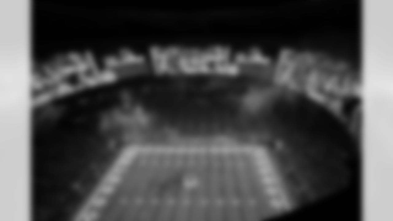 Win graphic from the roof after the Week 6 Game against the Buffalo Bills at Mercedes-Benz Stadium in Atlanta, Georgia on Monday, October 13, 2025. (Photo by Kevin Liles/Atlanta Falcons)
