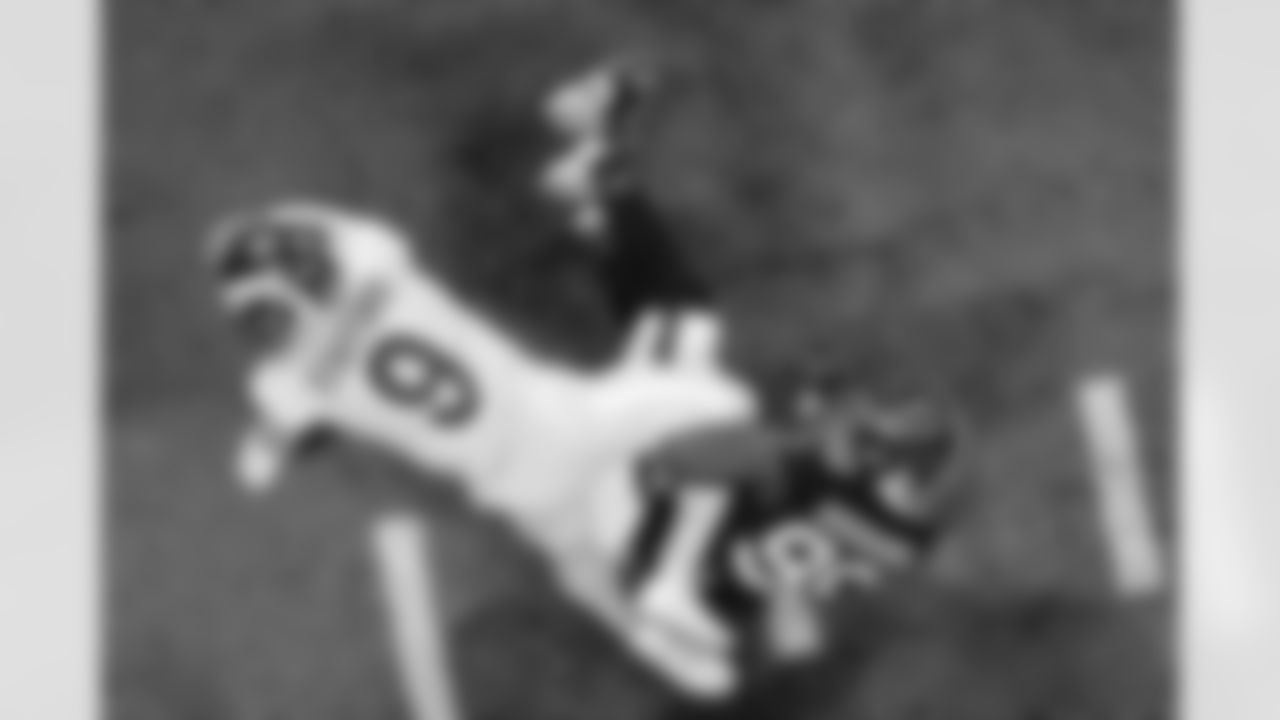 Atlanta Falcons defensive lineman Ruke Orhorhoro #98 gets a sack during the Week 17 Game against the Los Angeles Rams at Mercedes-Benz Stadium in Atlanta, Georgia on Monday, December 29, 2025. (Photo by Kevin Liles/Atlanta Falcons)