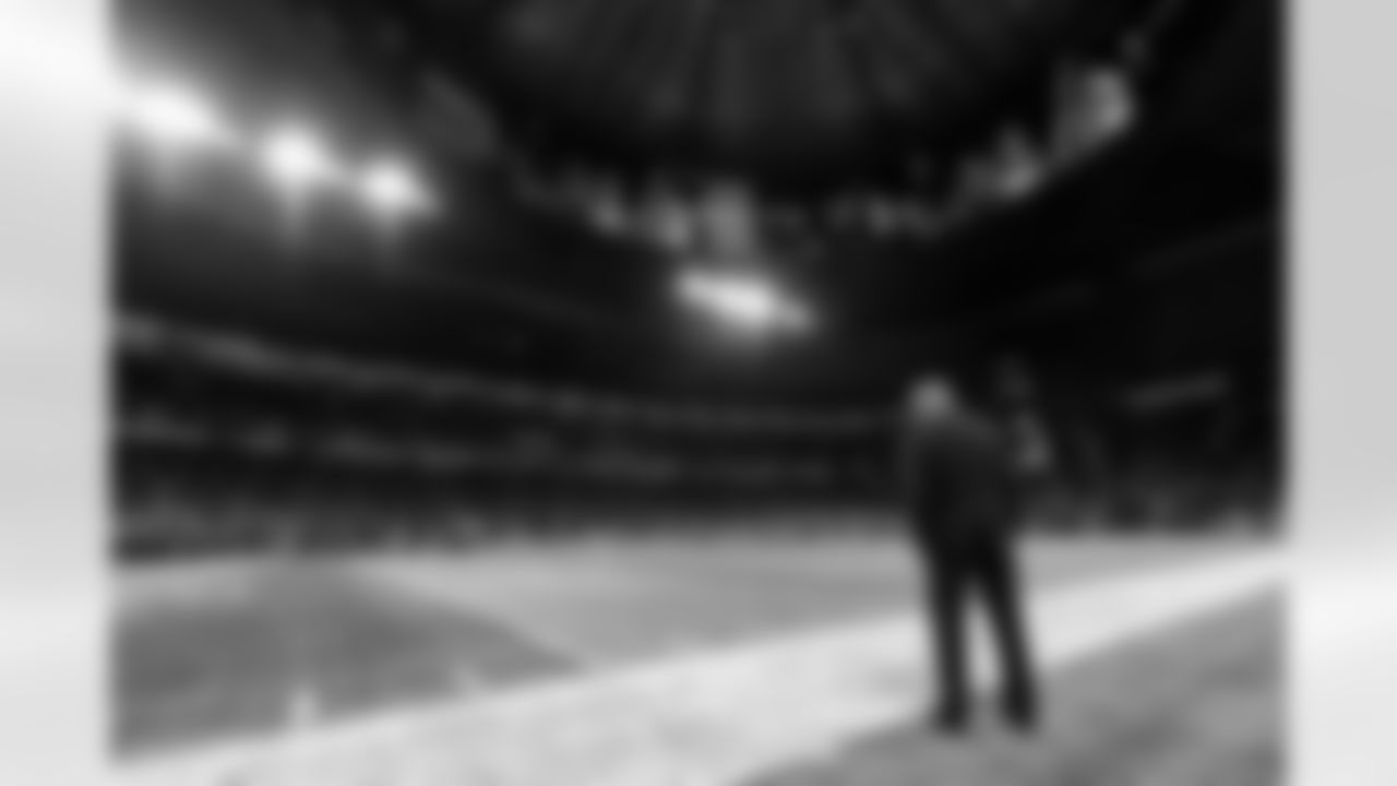 Atlanta Falcons owner Arthur Blank looks on during the game against the New England Patriots at Mercedes-Benz Stadium in Atlanta, Georgia on Thursday, November 18, 2021. (Photo by Adam Hagy/Atlanta Falcons)