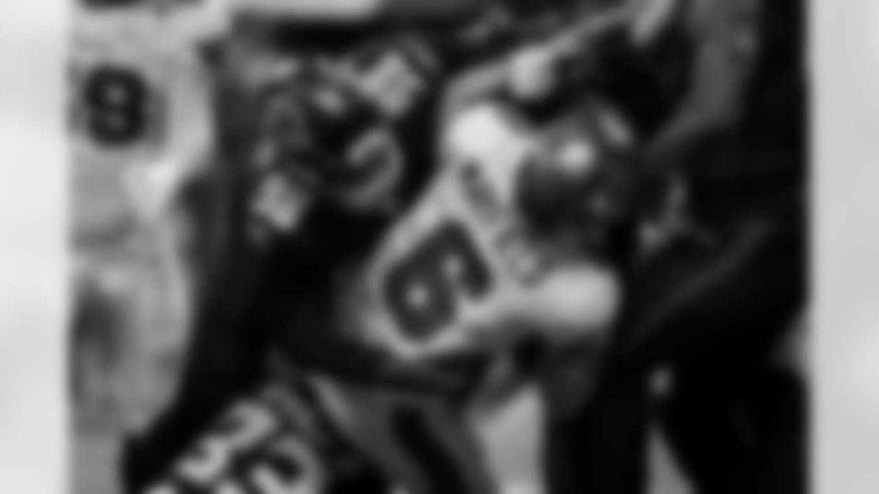 Atlanta Falcons defensive lineman Ruke Orhorhoro #98 gets a sack during the Week 1 Game against the Tampa Bay Buccaneers at Mercedes-Benz Stadium in Atlanta, Georgia on Sunday, September 7, 2025. (Photo by Taylor McLaughlin/Atlanta Falcons)