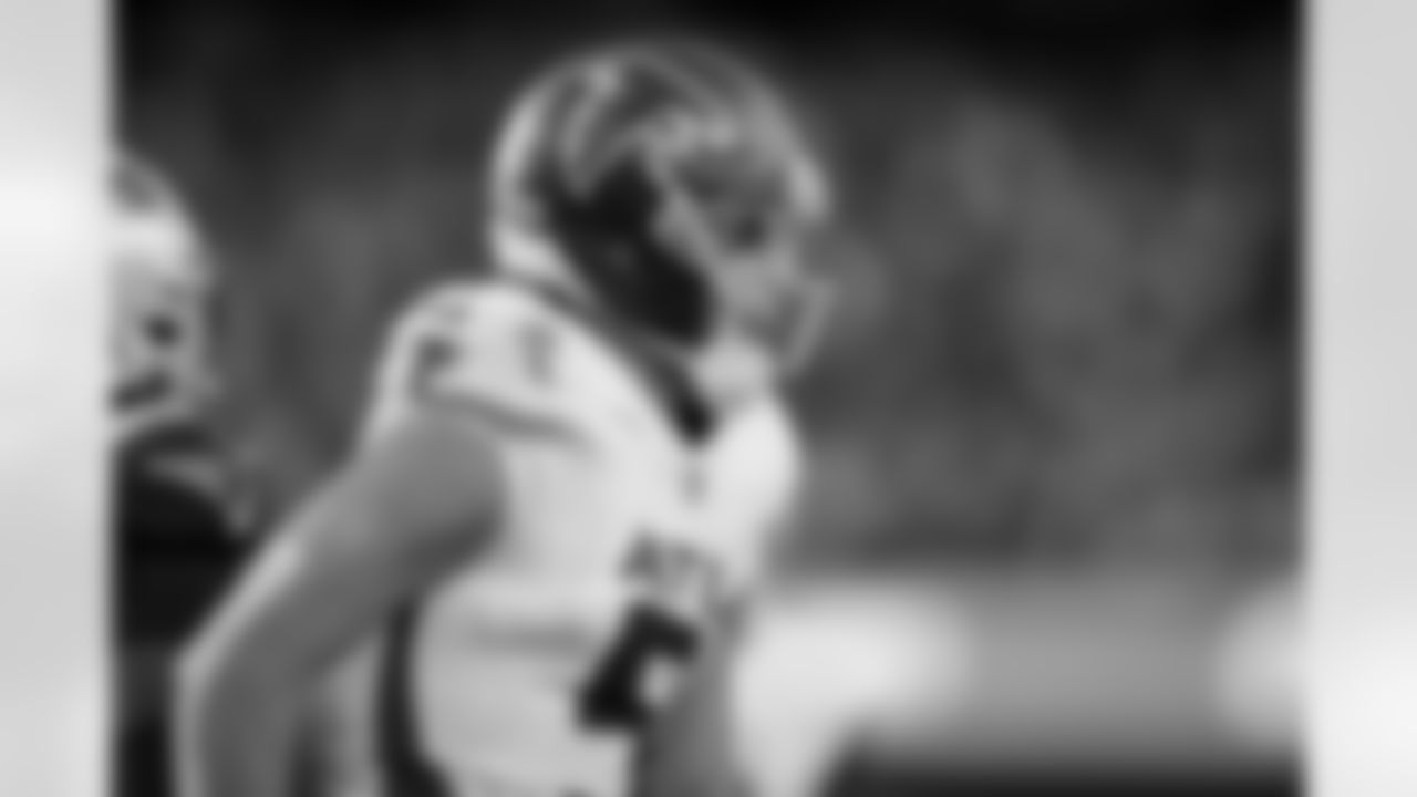 Atlanta Falcons wide receiver Drake London #5 reacts after a catch during the fourth quarter of the Week 9 Game against the New England Patriots at Gillette Stadium in Foxborough, Massachusetts on Sunday, November 2, 2025. (Photo by Taylor McLaughlin/Atlanta Falcons)