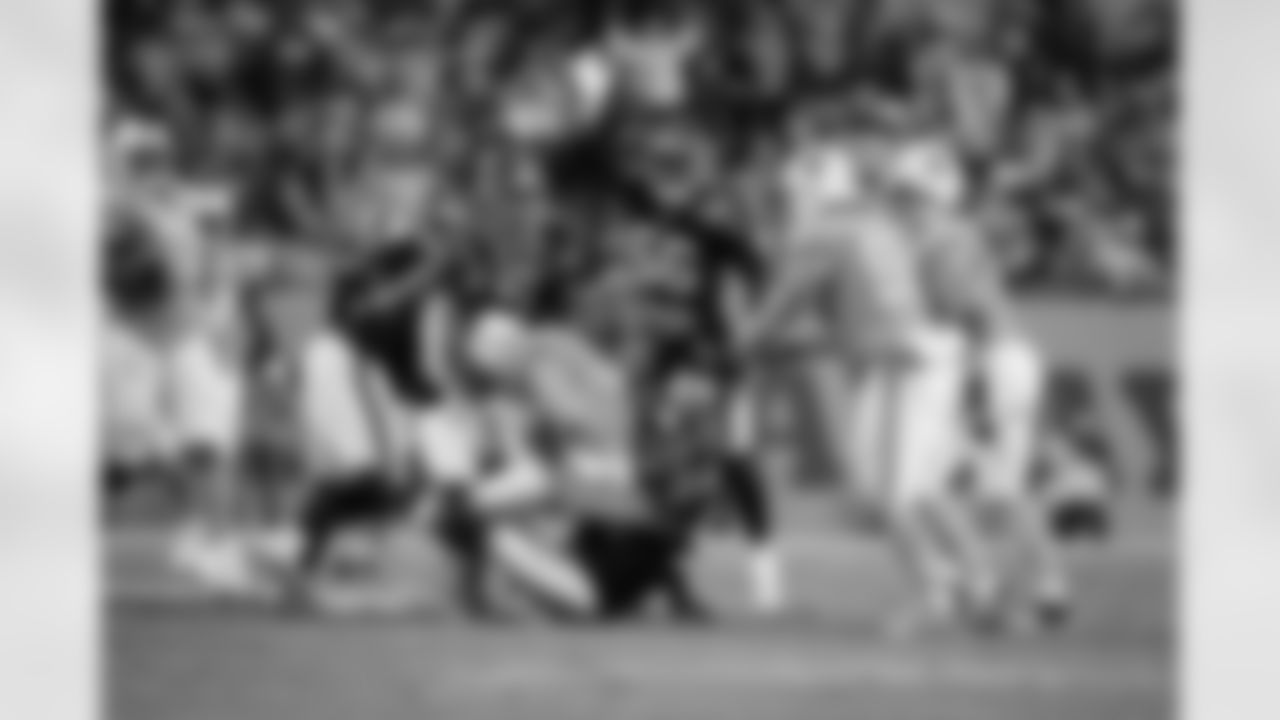 Atlanta Falcons defensive lineman LaCale London #94 gets a sack during the Week 15 Game against the Tampa Bay Buccaneers at Raymond James Stadium in Tampa, Florida on Thursday, December 11, 2025. (Photo by Mitch Martin/Atlanta Falcons)