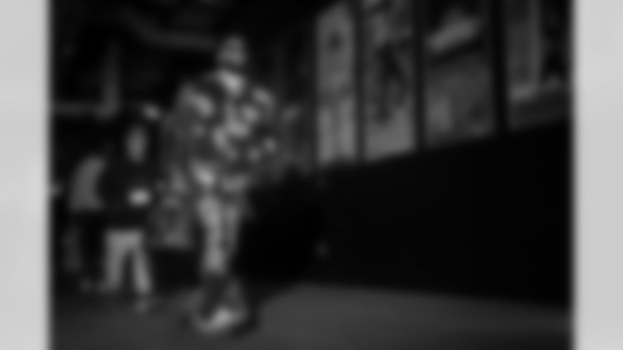 Atlanta Falcons wide receiver KhaDarel Hodge #4 arrives before the Week 9 Game against the New England Patriots at Gillette Stadium in Foxborough, Massachusetts on Sunday, November 2, 2025. (Photo by Jay Bendlin/Atlanta Falcons)