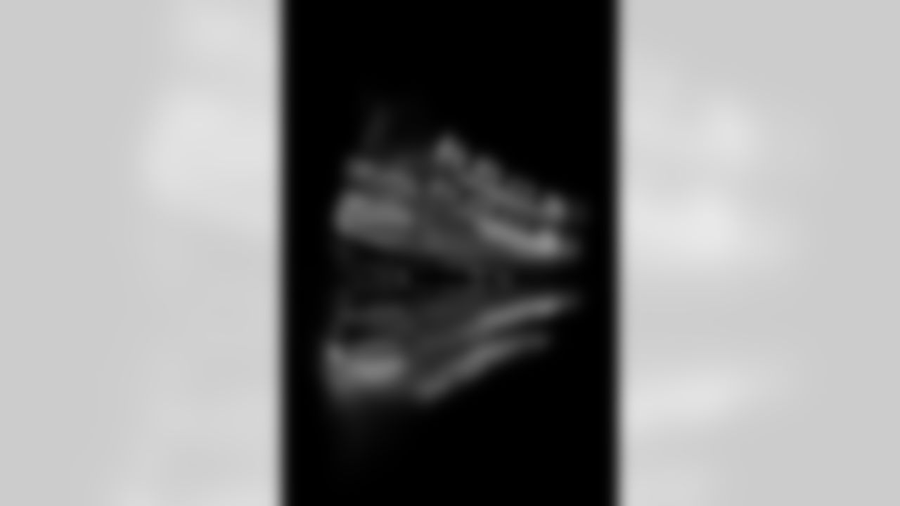 Photos of Atlanta Falcons tight end Kyle Pitts Sr. #8's cleats for My Cause My Cleats at the Atlanta Falcons Training Facility in Flowery Branch, Ga. on Wednesday, November 19, 2025. (Photo by Taylor McLaughlin/Atlanta Falcons)