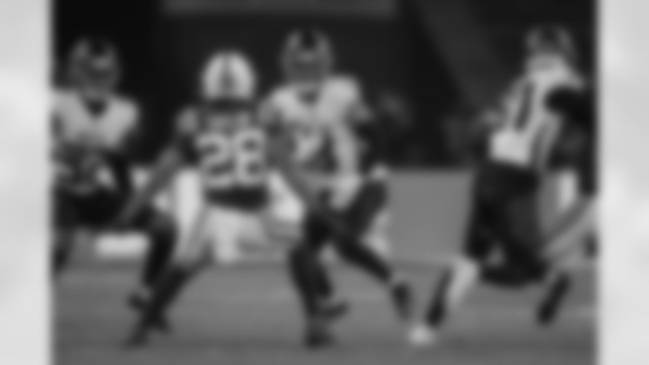 Atlanta Falcons safety Jessie Bates III #3 runs after an interception during the second quarter of the Week 10 Game against the Indianapolis Colts at Olympic Stadium in Berlin, Germany on Sunday, November 9, 2025. (Photo by Taylor McLaughlin/Atlanta Falcons)